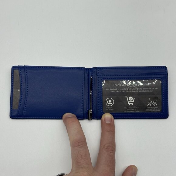 Suavell Ocean Stone Pilot Leather Slim Bi-Fold Wallet for Men RFID Money Clip - Picture 10 of 15